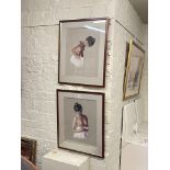 E Murray, Ballerina I & II, pair signed pastels, 43cm by 34cm, in glazed frames.