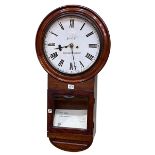 Victorian mahogany cased double fusee wall clock having circular enamelled dial, Listers,