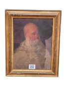 Gilt framed portrait oil with label verso loaned by The Art Department of the Cabot Club,