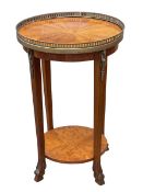 Empire style circular inlaid two tier lamp table, 76cm by 50.5cm diameter.