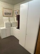 Hulsta, Germany, eight piece bedroom suite comprising two door wardrobe, two door linen cupboard,