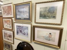 Collection of eight various framed Russell Flint prints.