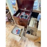 1920's/30's Gilbert cabinet gramophone and three boxes of 78rpm records.