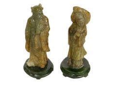 Pair of carved Jade figures, 10cm.