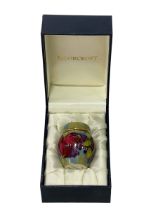 Miniature Moorcroft Pottery ginger jar decorated with pomegranate, boxed.