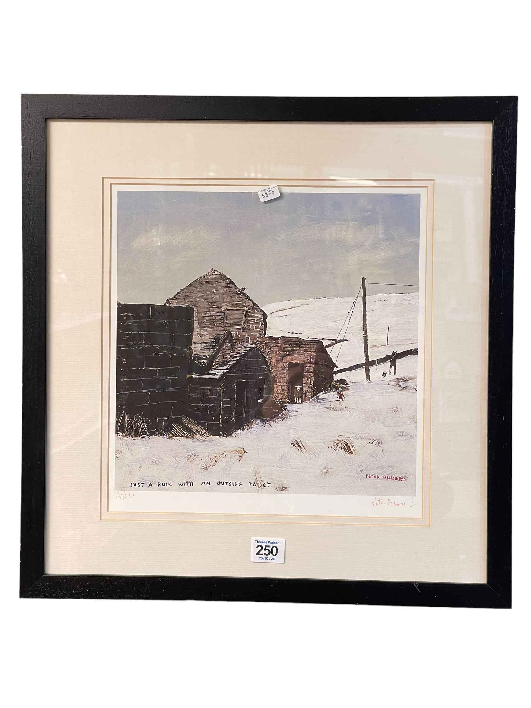 Peter Brook, Just a Ruin with an Outside Toilet, framed lithograph,