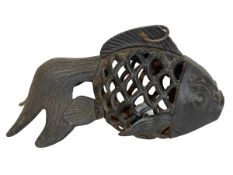 Chinese metalwork censor in the form of a carp.