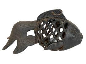 Chinese metalwork censor in the form of a carp.