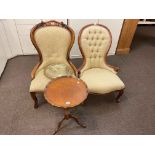 Two Victorian style occasional chairs,