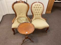 Two Victorian style occasional chairs,