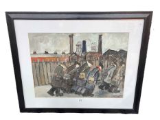 Malcolm Teasdale, Working Party, gouache, signed lower right, 44cm by 60cm, framed.