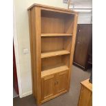 Next oak open bookcase cabinet, matching three door sideboard and entertainment stand (3).