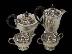 Four piece silver tea service, Sheffield 1966.