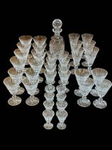 Suite of Waterford Crystal Maeve pattern glasses, in five sizes, 4x8 and 1x6,