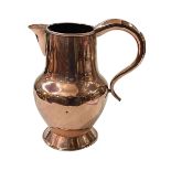 Large antique copper beer jug, 33cm.