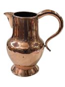 Large antique copper beer jug, 33cm.