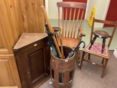 Farmhouse style rocking chair, Georgian oak corner wall cabinet, Edwardian bedroom chair,