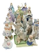 Coalport, Royal Worcester and Franklin Mint lady figures, Nao pieces, etc.