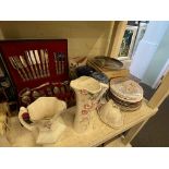 Canteen of cutlery, Ringtons, collectors plates, etc.