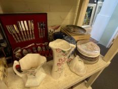 Canteen of cutlery, Ringtons, collectors plates, etc.