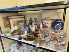Collection of Oriental wares, decorative porcelain, figurines, prints, etc.