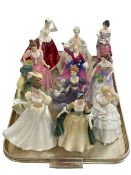 Twelve Royal Doulton figures including Maureen, HN1740, and Miss Kay.