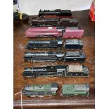 Seven steam locomotives with tenders including King George VI.