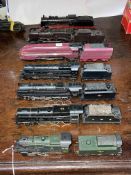 Seven steam locomotives with tenders including King George VI.