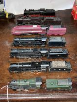 Seven steam locomotives with tenders including King George VI.