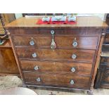 Victorian mahogany chest having small frieze drawer above two short and three long drawers all with