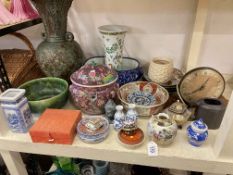 Collection of Oriental wares including blue and white vases, lidded pots, vases, etc.