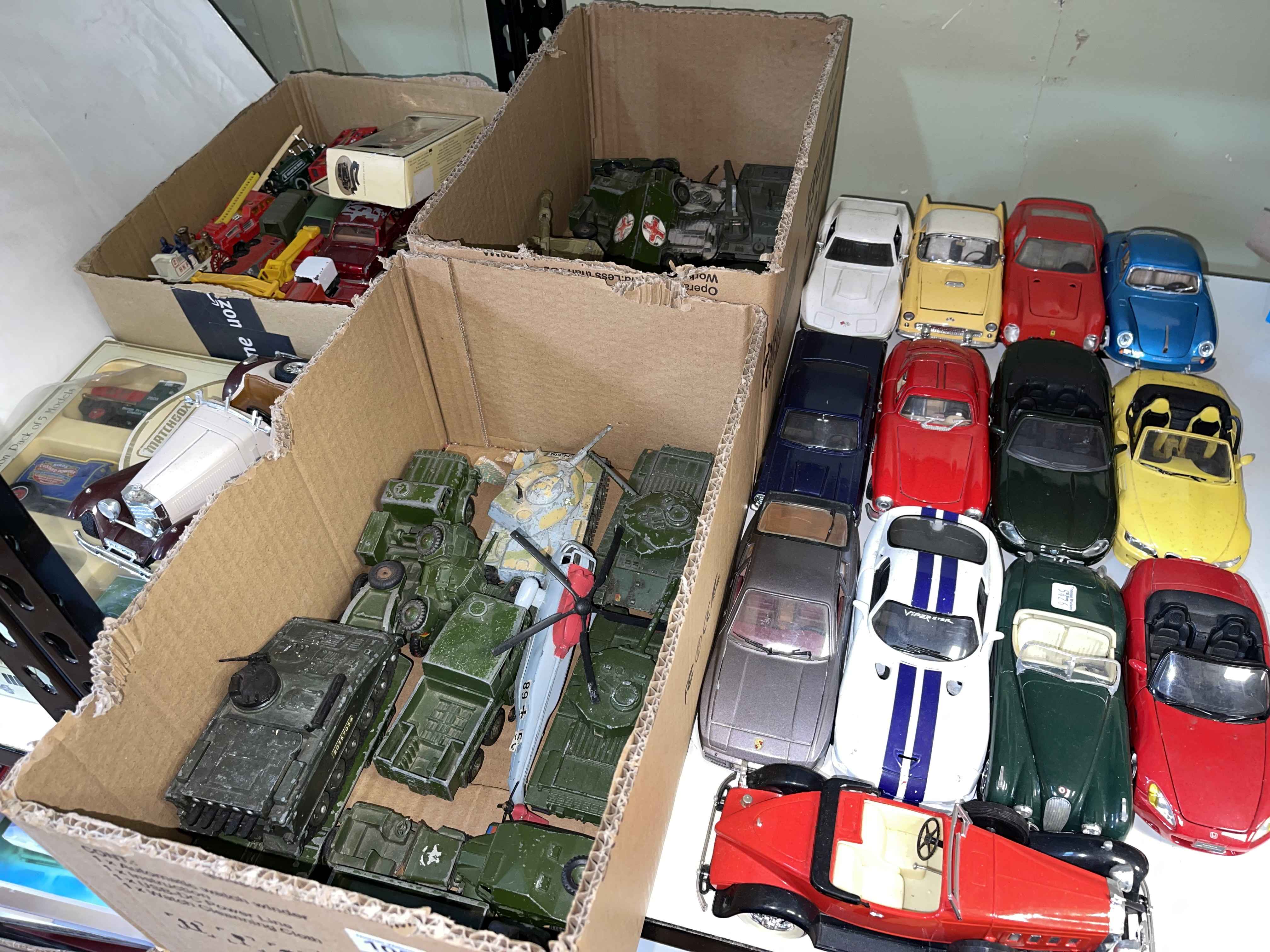 Collection of model vehicles including military, etc.