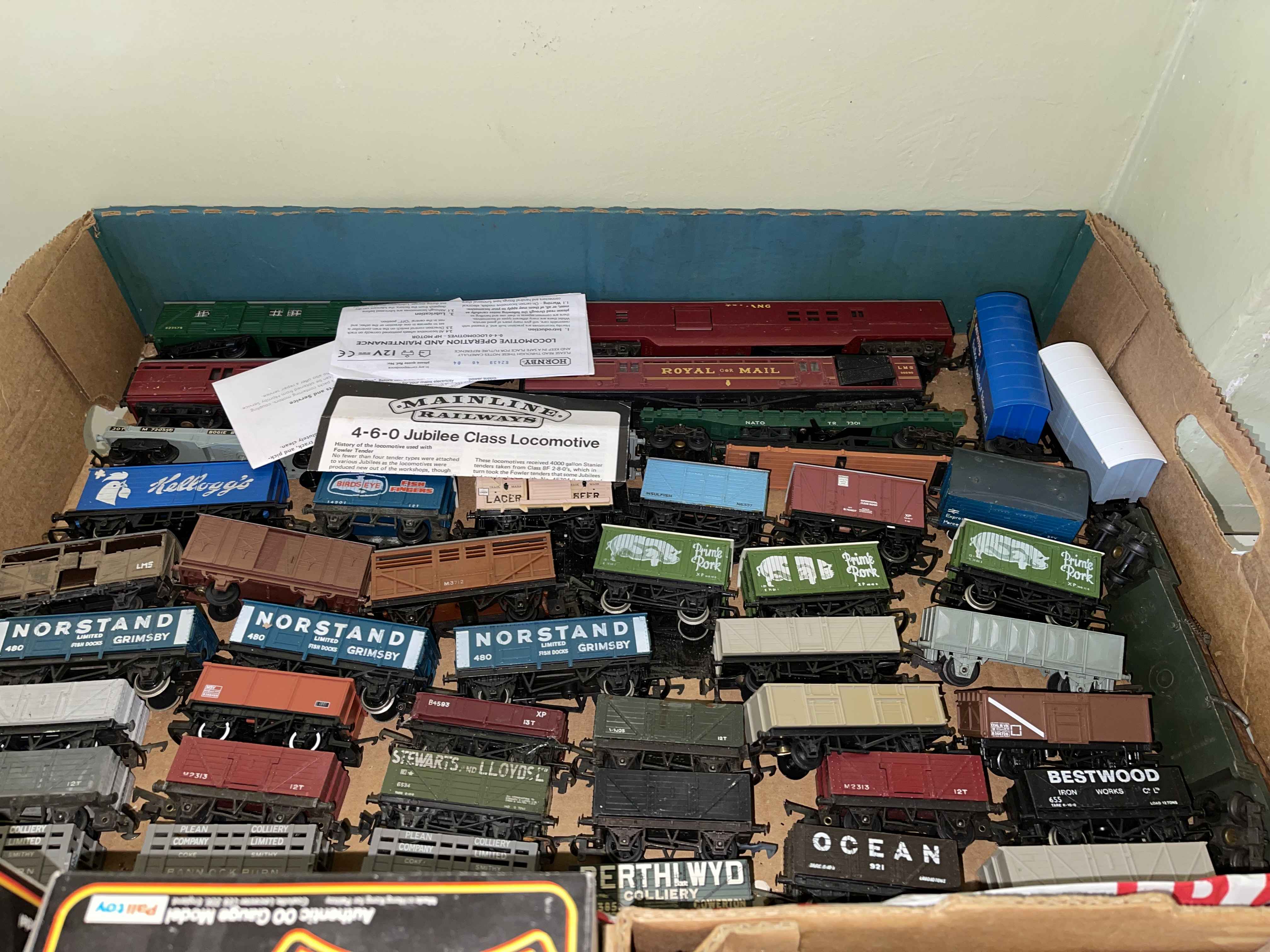 Collection of Mainline, Triang and other wagons including tank wagons, brake wagons, plank wagons, - Image 2 of 4