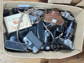 Box of cameras, etc.