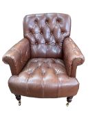 Laura Ashley brown buttoned leather Alberton chair.
