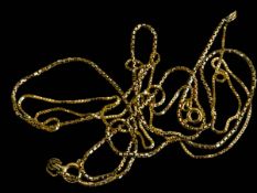 Two 9 carat gold fine chain necklaces, 45cm and 54cm length.