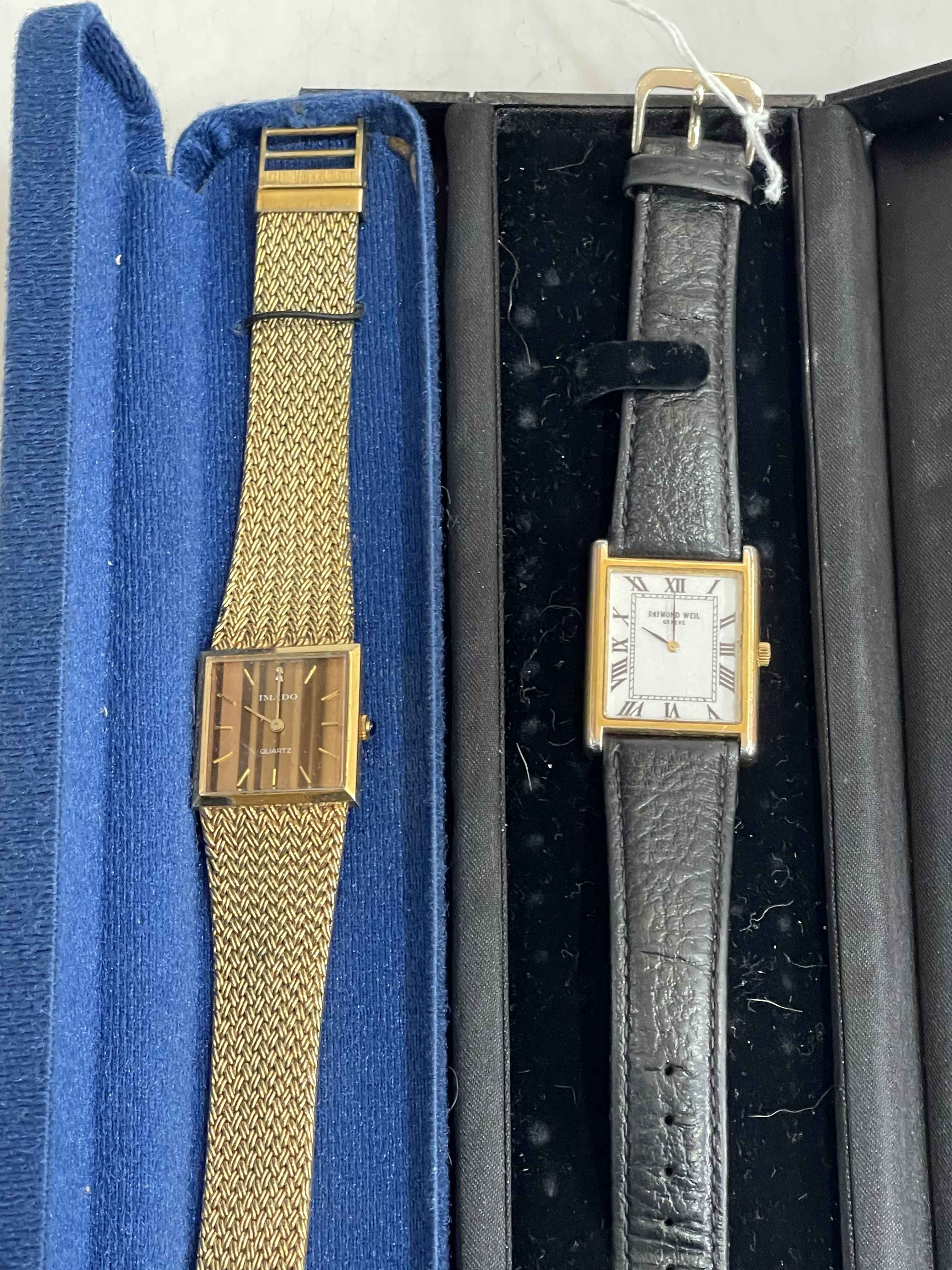 Two Gents wristwatches, Raymond Weil and Imado, boxed.