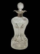 Victorian silver mounted hour glass decanter, London 1893.