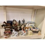 Beswick horse, Border Fine Arts and Country Artist owl figures, collectors plates, etc.