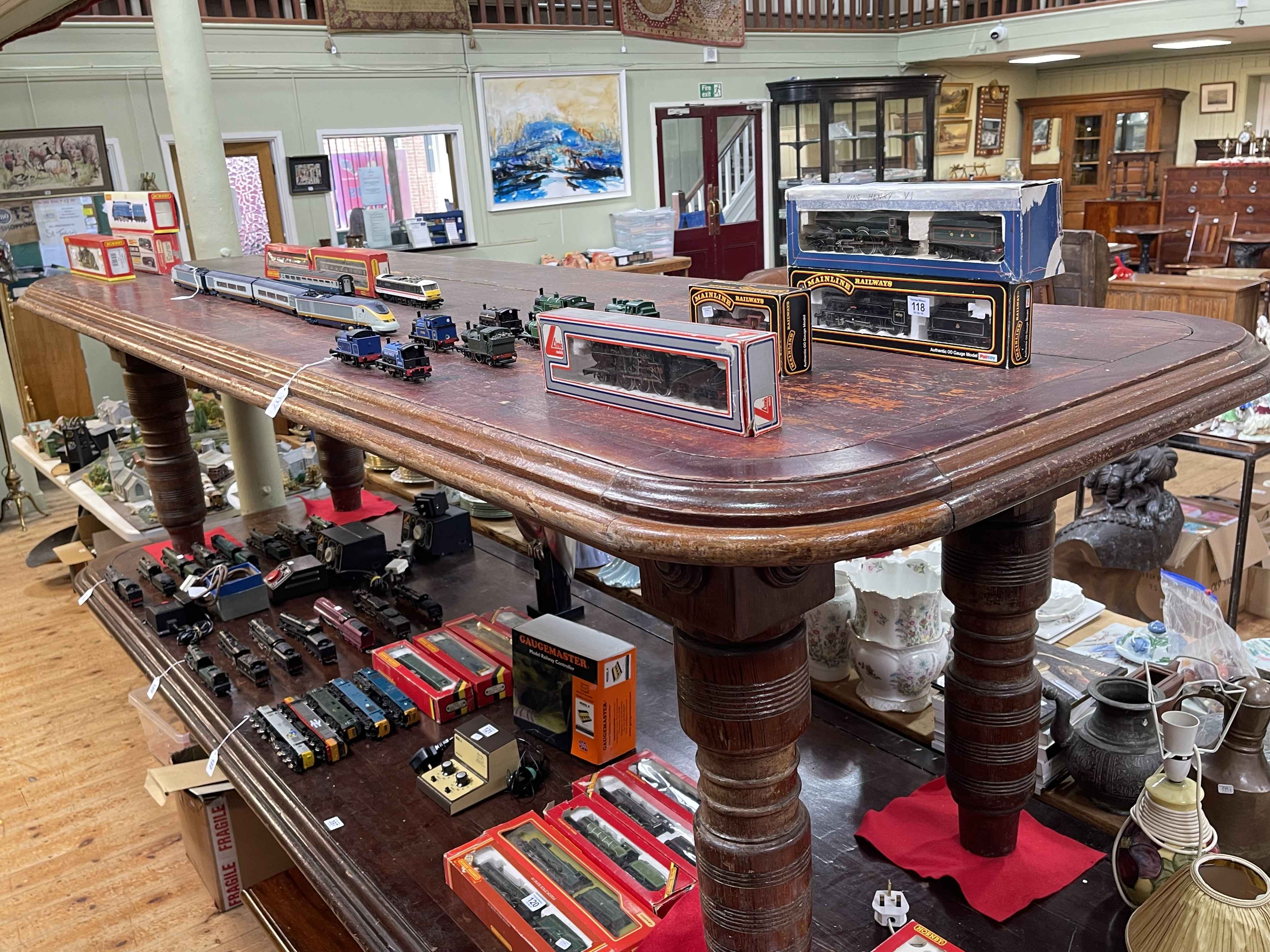 Two late Victorian/early 20th Century rectangular mahogany boardroom tables on turned legs, - Image 2 of 2