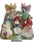 Ten Royal Doulton figures including Daffy-Down-Dilly, HN1712, Isadora and Celeste.