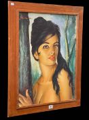 Portrait of Tina, Mid Century oil, signed, 60cm by 45cm, framed.