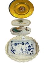 Plates including Royal Worcester ' W. Bee ', decorative toilet dishes, etc.