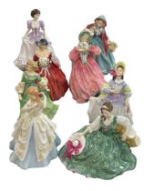 Eight Royal Doulton figures including Lady Charmain, HN1948 and Marguerite, HN1928.