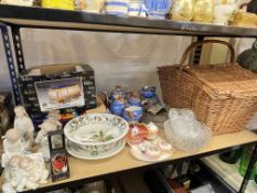 Lladro 5772, four Nao figurines, wicker picnic basket, Beatles memorabilia, watches, glass, etc.