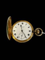 18 carat gold pocket watch with enamel dial, Grant & Son Carlisle.