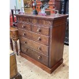 Victorian mahogany chest of two short above three long graduated drawers on plinth base,