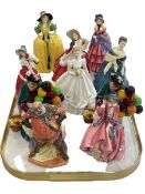 Ten Royal Doulton figures including A Victorian Lady, HN728 and Patricia, HN1414.