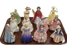 Twelve Royal Doulton figures including Sally, HN2741 and Hazel, HN1797.