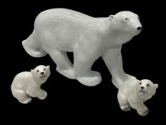 USSR large polar bear, 42cm length with two cubs.